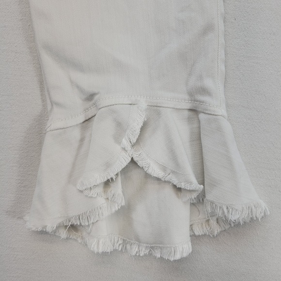 Alice + Olivia Jeans Womens 26 White Zoe Ruffle Split Hem Vintage Sugar Mid Rise - Picture 5 of 12